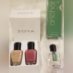 Zoya Nail Polish Duo - Nude (Jack) & Mauve (Ruthie) + Anchor Basecoat- NEW/BOXED